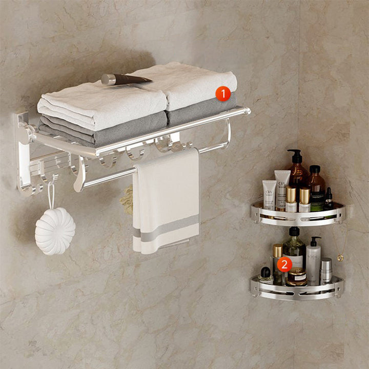Lisslune | Modern Polished Chrome Bathroom Accessory Set Bathroom Shelf/Towel Holder/Paper Holder included