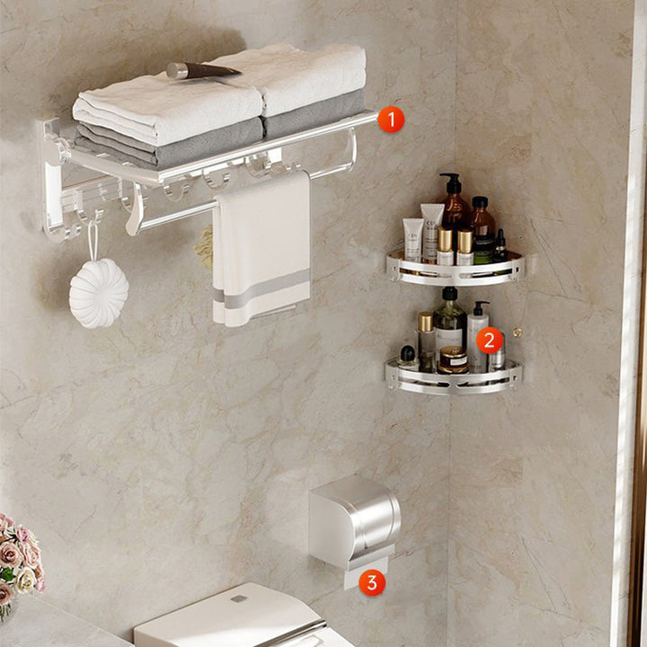 Lisslune | Modern Polished Chrome Bathroom Accessory Set Bathroom Shelf/Towel Holder/Paper Holder included