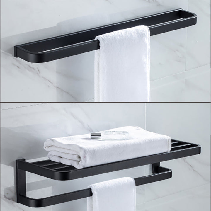 Lisslune | Modern Classic Bath Accessories Set in Matte Black Stainless Steel Bathrobe Hook/Towel Ring Bar