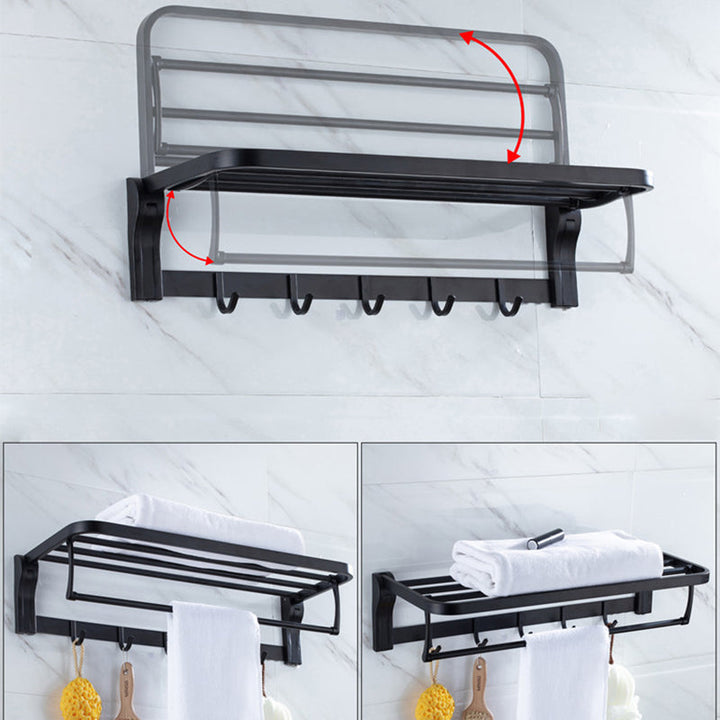 Lisslune | Modern Classic Bathroom Accessories Set in Stainless Steel Matte Black Bathrobe Hook/Towel Ring Bar