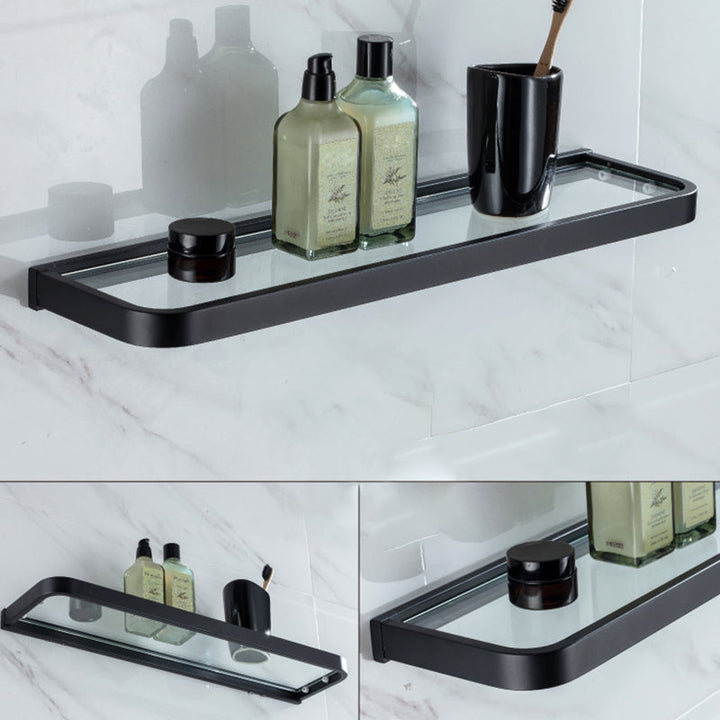 Lisslune | Modern Classic Bath Accessories Set in Matte Black Stainless Steel Bathrobe Hook/Towel Ring Bar