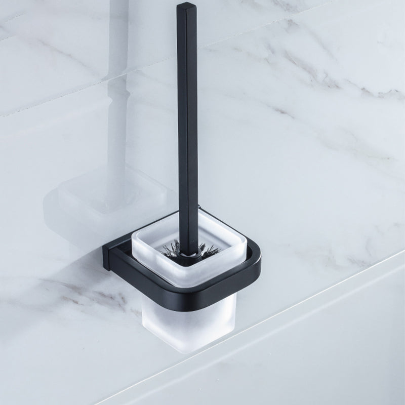 Lisslune | Modern Classic Bath Accessories Set in Matte Black Stainless Steel Bathrobe Hook/Towel Ring Bar
