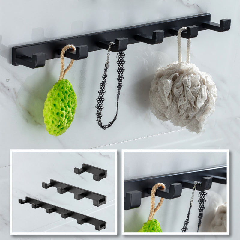 Lisslune | Modern Classic Bath Accessories Set in Matte Black Stainless Steel Bathrobe Hook/Towel Ring Bar