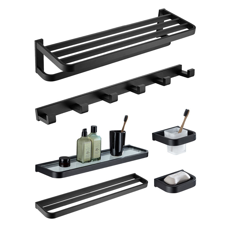 Lisslune | Modern Classic Bathroom Accessories Set in Stainless Steel Matte Black Bathrobe Hook/Towel Ring Bar