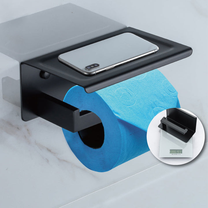 Lisslune | Modern Classic Bath Accessories Set in Matte Black Stainless Steel Bathrobe Hook/Towel Ring Bar