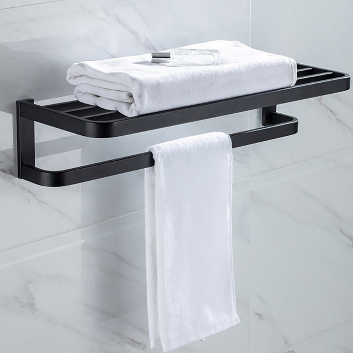 Lisslune | Modern Classic Bath Accessories Set in Matte Black Stainless Steel Bathrobe Hook/Towel Ring Bar