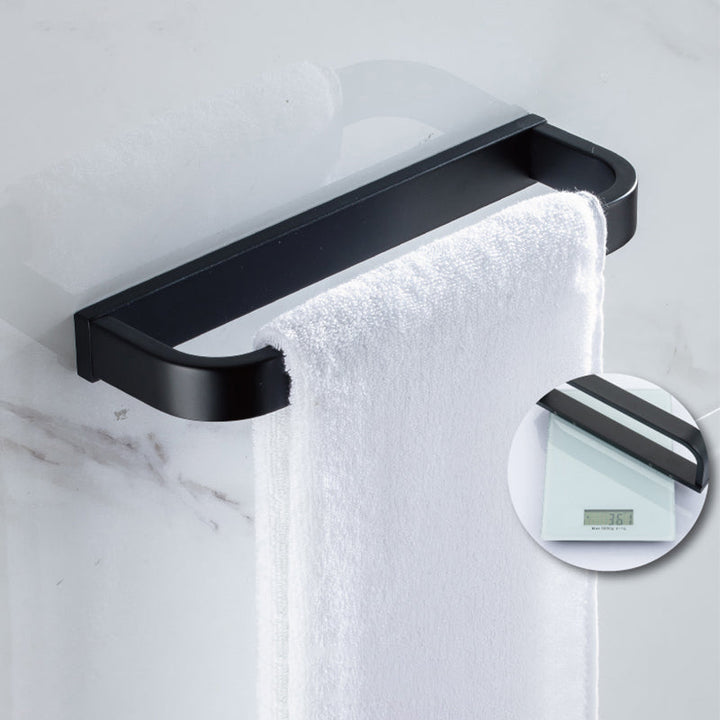 Lisslune | Modern Classic Bath Accessories Set in Matte Black Stainless Steel Bathrobe Hook/Towel Ring Bar