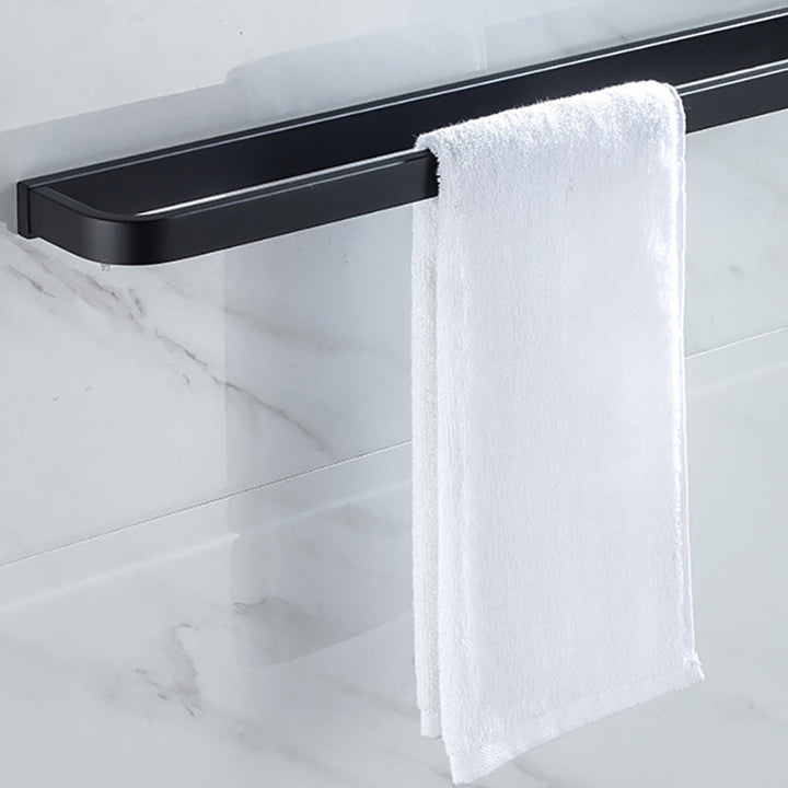 Lisslune | Modern Classic Bath Accessories Set in Matte Black Stainless Steel Bathrobe Hook/Towel Ring Bar