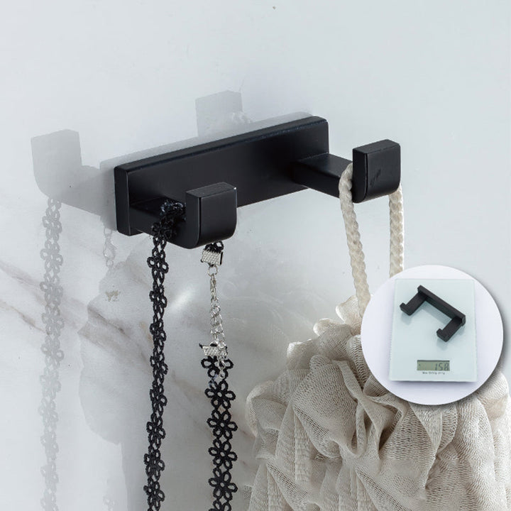 Lisslune | Modern Classic Bath Accessories Set in Matte Black Stainless Steel Bathrobe Hook/Towel Ring Bar