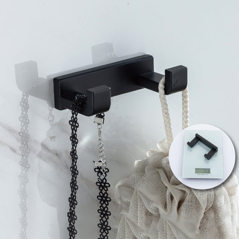 Lisslune | Modern Classic Bathroom Accessories Set in Stainless Steel Matte Black Bathrobe Hook/Towel Ring Bar