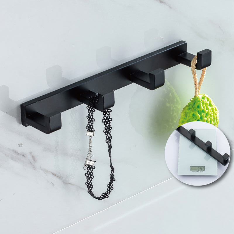 Lisslune | Modern Classic Bath Accessories Set in Matte Black Stainless Steel Bathrobe Hook/Towel Ring Bar