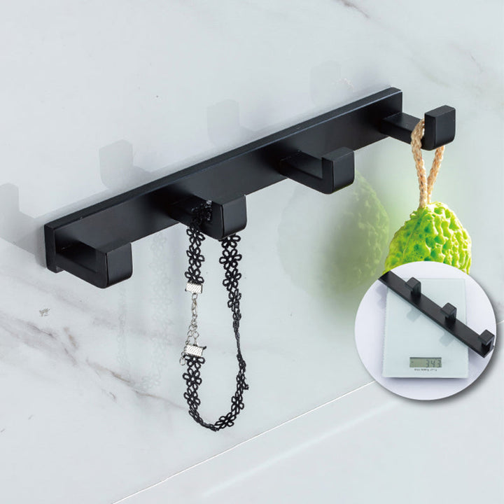 Lisslune | Modern Classic Bath Accessories Set in Matte Black Stainless Steel Bathrobe Hook/Towel Ring Bar