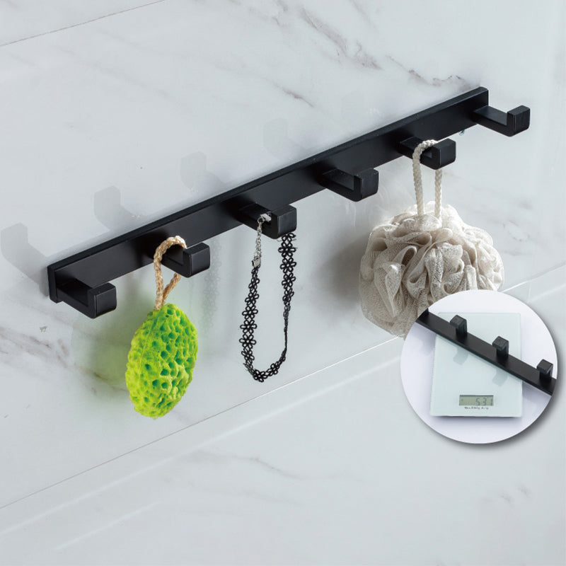Lisslune | Modern Classic Bath Accessories Set in Matte Black Stainless Steel Bathrobe Hook/Towel Ring Bar