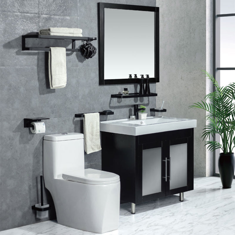 Lisslune | Modern Classic Bathroom Accessories Set in Stainless Steel Matte Black Bathrobe Hook/Towel Ring Bar