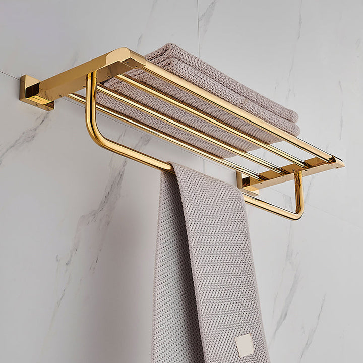 Lisslune | Modern Towel Bar Bathroom Hardware Set Bathroom Shelf Gold Bathroom Accessory Set