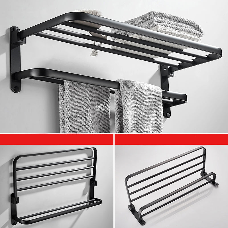 Lisslune | Modern Classic Bathroom Hardware Set Matte Black Bathrobe/Towel Rack & Bathroom Shelf