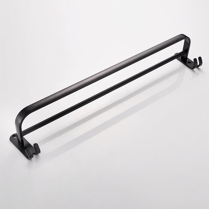Lisslune | Modern Classic Bathroom Hardware Set Matte Black Bathrobe/Towel Rack & Bathroom Shelf