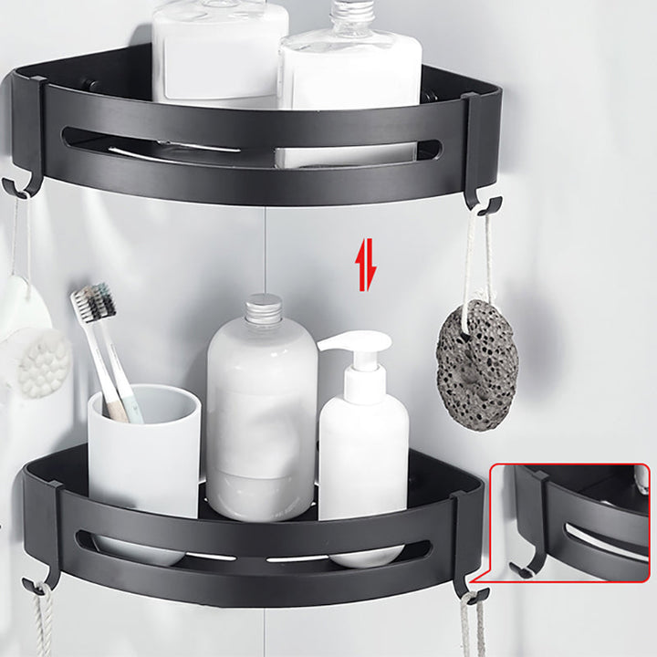 Lisslune | Modern Classic Bathroom Hardware Set Matte Black Bathrobe/Towel Rack & Bathroom Shelf