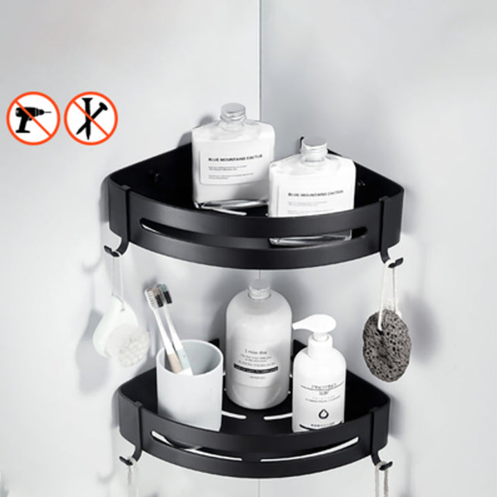 Lisslune | Modern Classic Bathroom Hardware Set Matte Black Bathrobe/Towel Rack & Bathroom Shelf