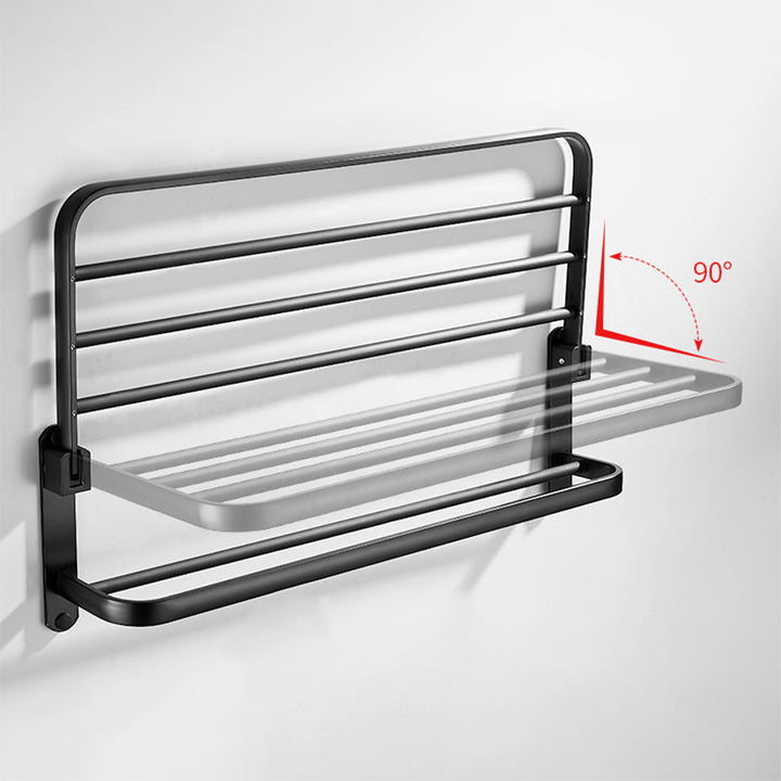 Lisslune | Modern Classic Bathroom Hardware Set Matte Black Bathrobe/Towel Rack & Bathroom Shelf