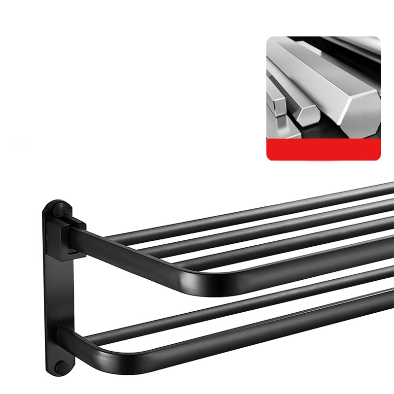 Lisslune | Modern Classic Bathroom Hardware Set Matte Black Bathrobe/Towel Rack & Bathroom Shelf