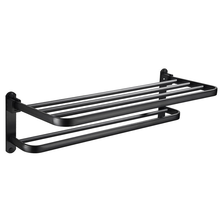 Lisslune | Modern Classic Bathroom Hardware Set Matte Black Bathrobe/Towel Rack & Bathroom Shelf