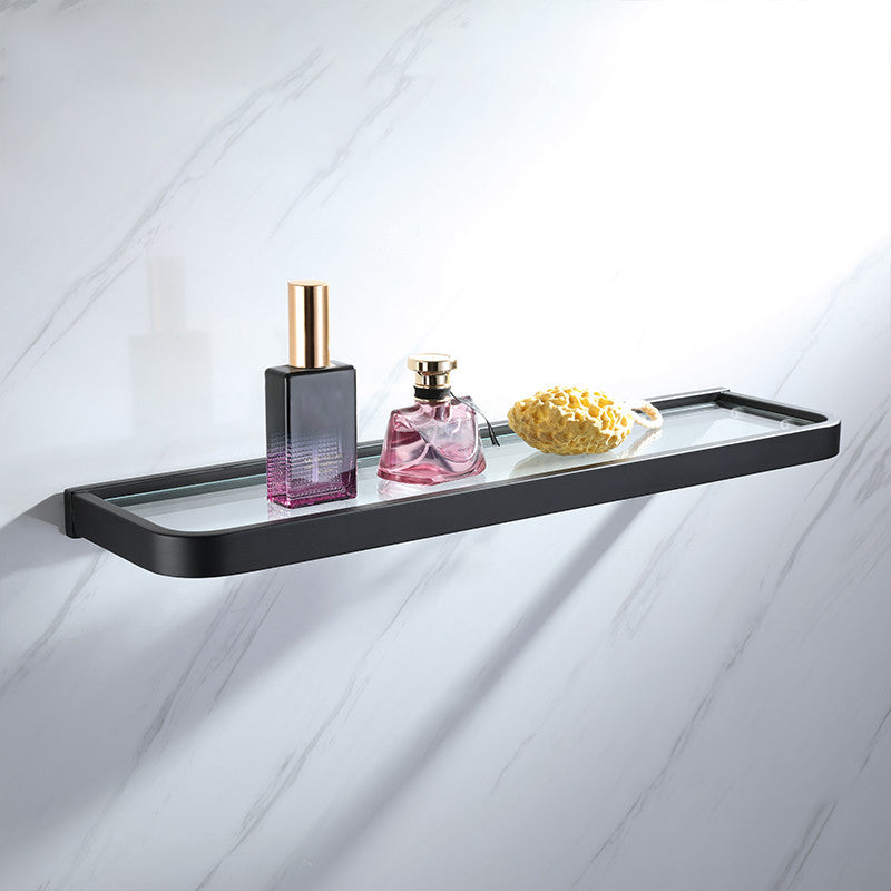 Lisslune | Modern Bathroom Hardware Set Bath Shelf Towel Bar Black Bath Hardware Set