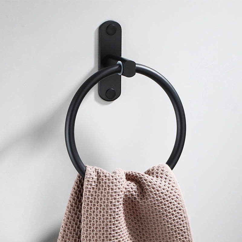 Lisslune | Contemporary Bathroom Accessory Set Black Surface Bathrobe Hook/Towel Ring Bar