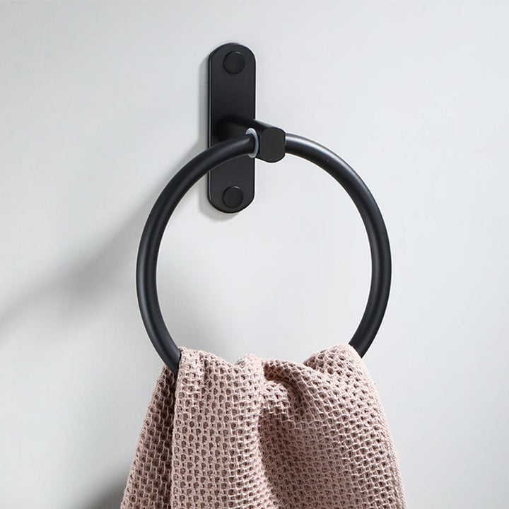 Lisslune | Contemporary Bathroom Accessory Set Black Surface Bathrobe Hook/Towel Ring Bar