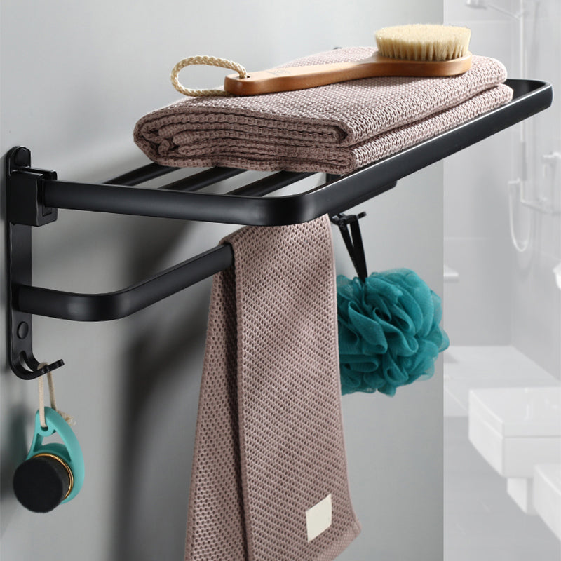 Lisslune | Contemporary Bathroom Accessory Set Black Surface Bathrobe Hook/Towel Ring Bar