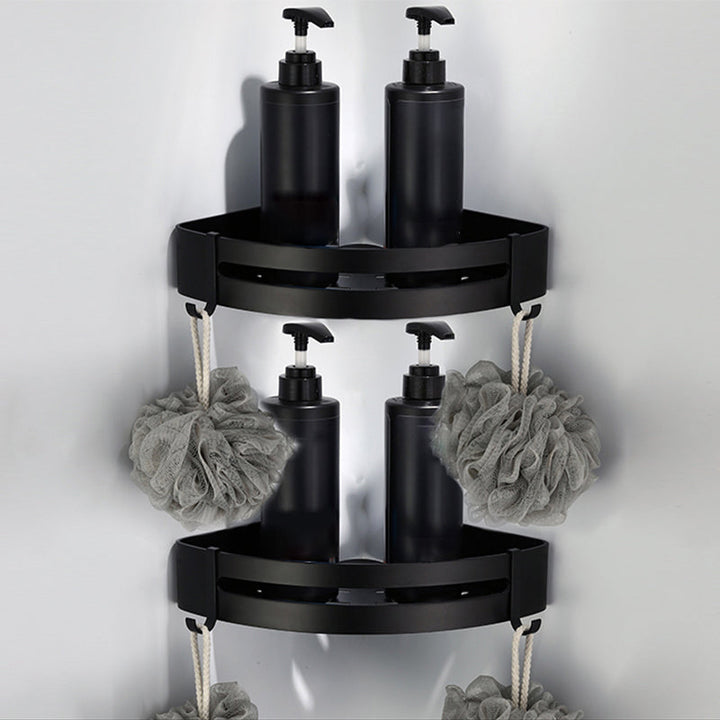 Lisslune | Contemporary Bathroom Accessory Set Black Surface Bathrobe Hook/Towel Ring Bar