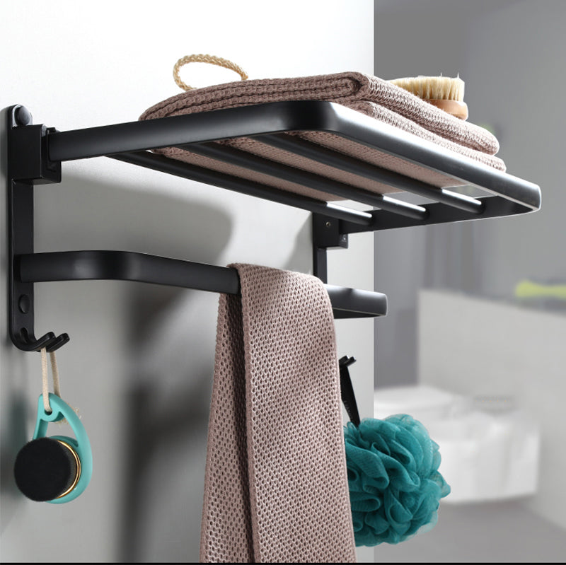 Lisslune | Contemporary Bathroom Accessory Set Black Surface Bathrobe Hook/Towel Ring Bar