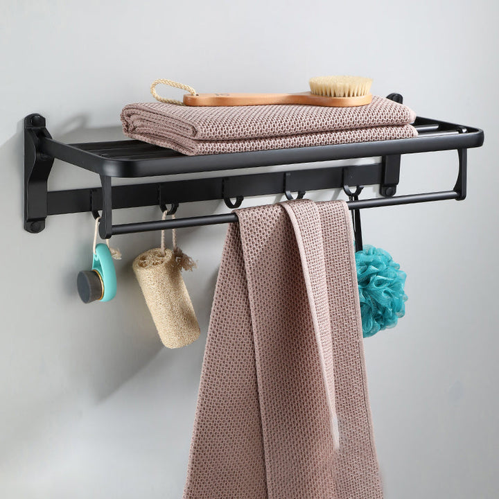 Lisslune | Contemporary Bathroom Accessory Set Black Surface Bathrobe Hook/Towel Ring Bar