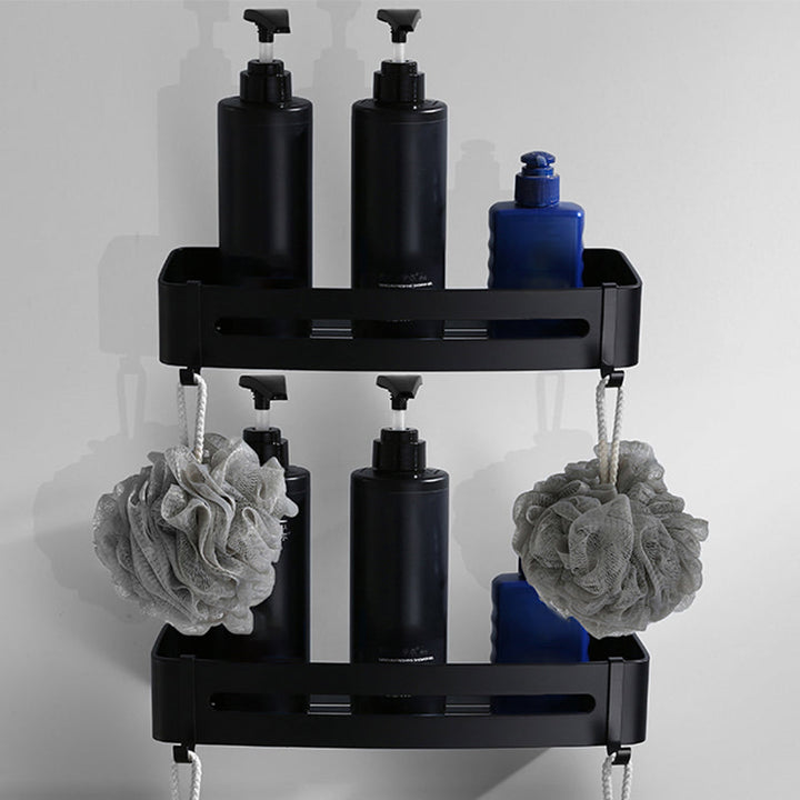 Lisslune | Contemporary Bathroom Accessory Set Black Surface Bathrobe Hook/Towel Ring Bar