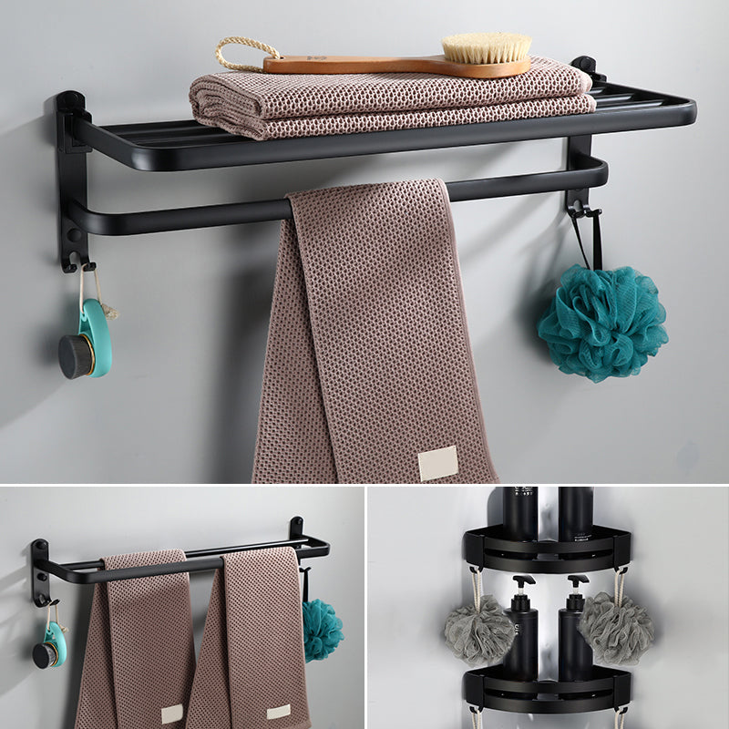 Lisslune | Contemporary Bathroom Accessory Set Black Surface Bathrobe Hook/Towel Ring Bar