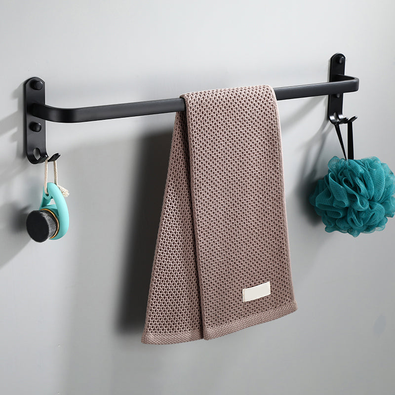 Lisslune | Contemporary Bathroom Accessory Set Black Surface Bathrobe Hook/Towel Ring Bar