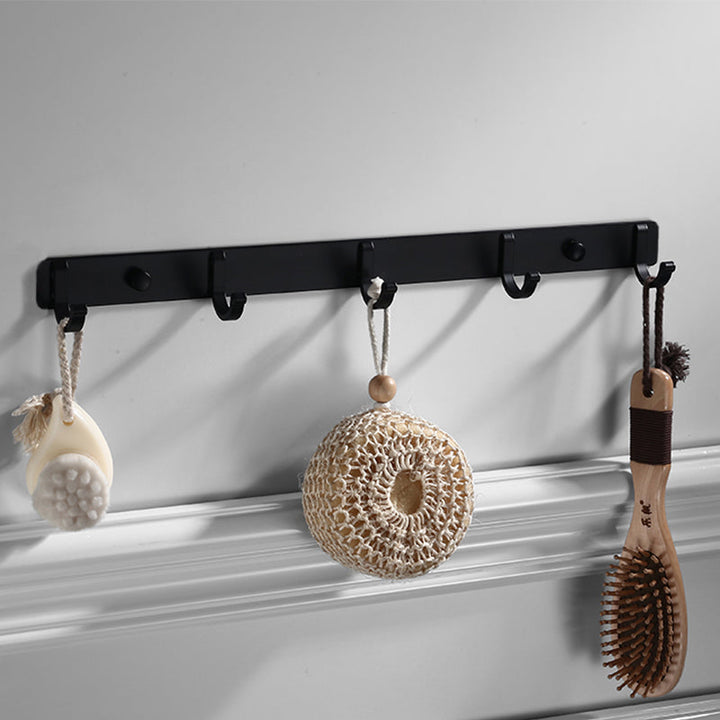 Lisslune | Contemporary Bathroom Accessory Set Black Surface Bathrobe Hook/Towel Ring Bar