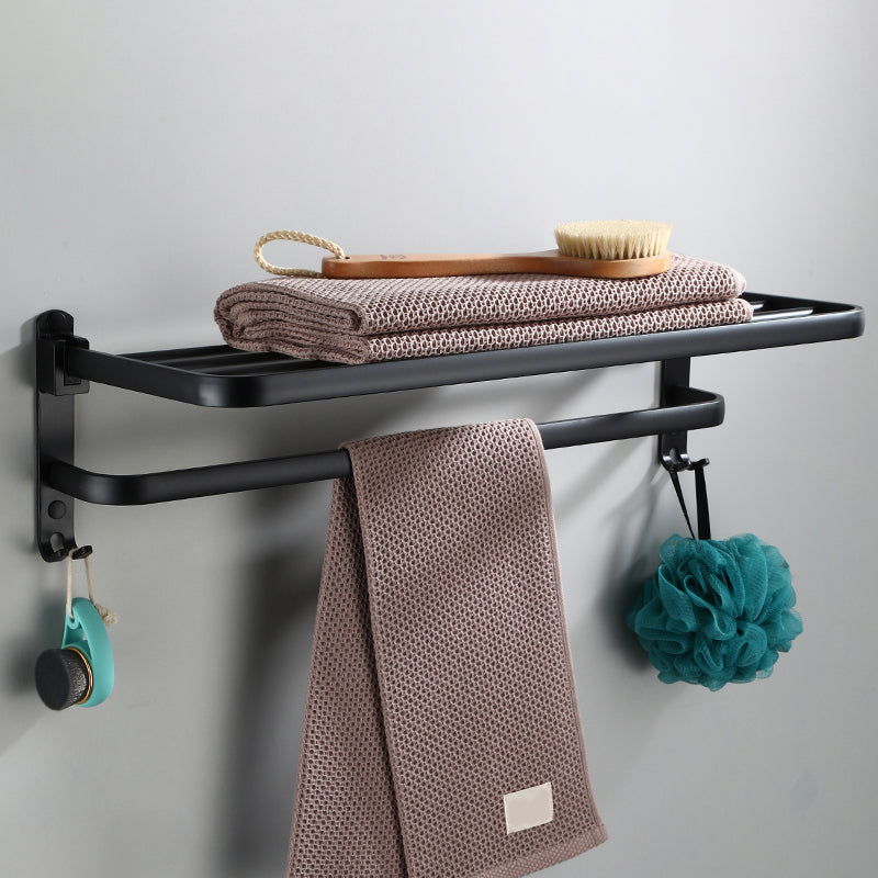 Lisslune | Contemporary Bathroom Accessory Set Black Surface Bathrobe Hook/Towel Ring Bar