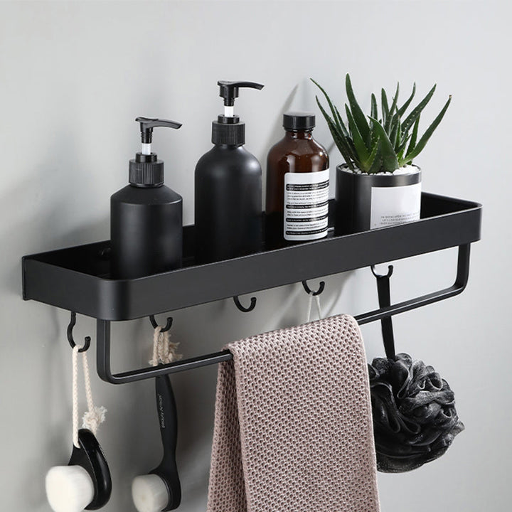 Lisslune | Contemporary Bathroom Accessory Set Black Surface Bathrobe Hook/Towel Ring Bar