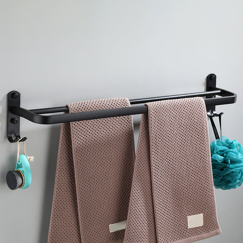 Lisslune | Contemporary Bathroom Accessory Set Black Surface Bathrobe Hook/Towel Ring Bar