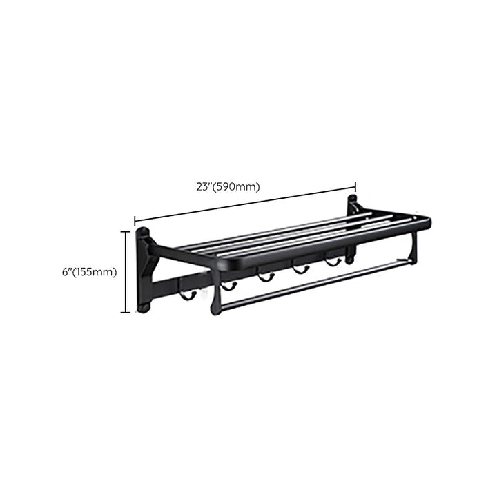 Lisslune | Contemporary Bathroom Accessory Set Black Surface Bathrobe Hook/Towel Ring Bar