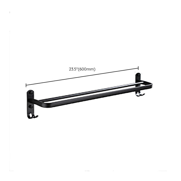 Lisslune | Contemporary Bathroom Accessory Set Black Surface Bathrobe Hook/Towel Ring Bar