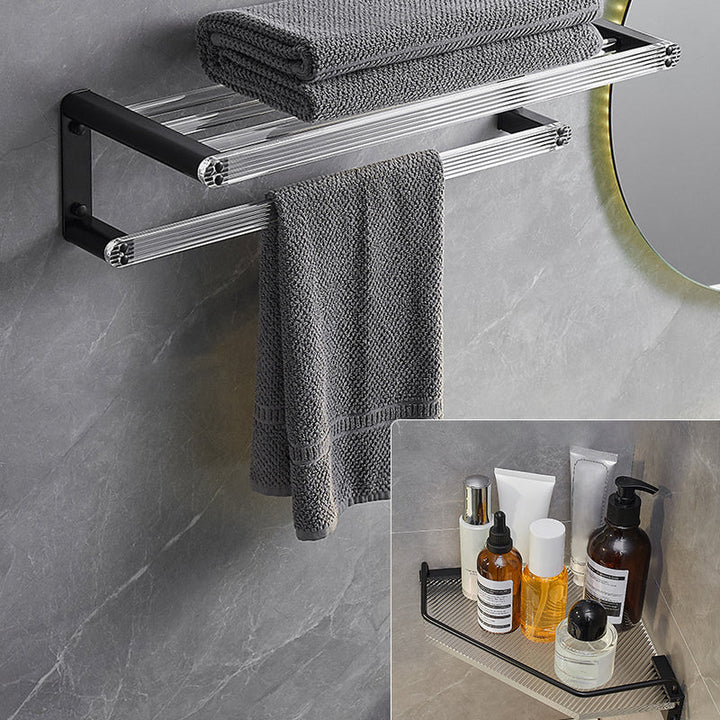 Lisslune | Modern Bathroom Accessory Set Shelf/Towel Holder & Bathrobe Hook included