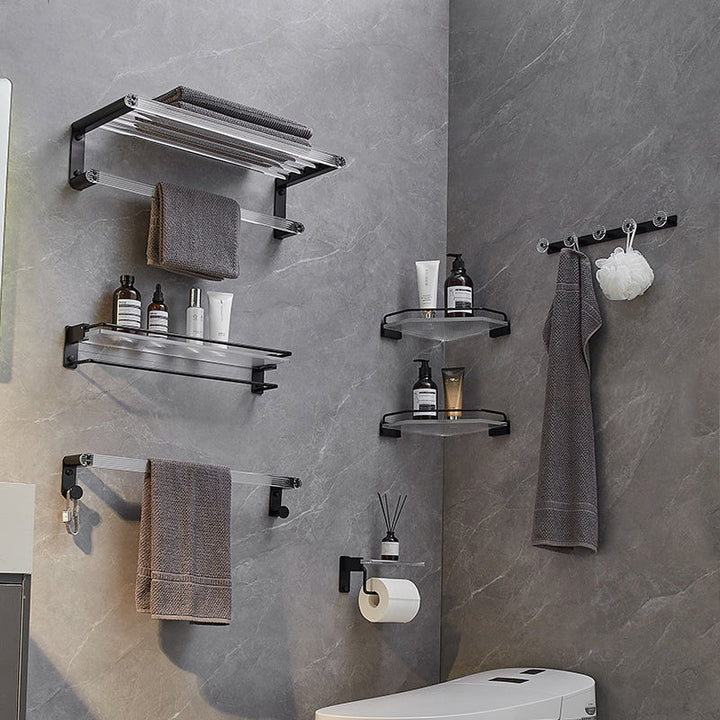 Lisslune | Modern Bathroom Accessory Set Shelf/Towel Holder & Bathrobe Hook included