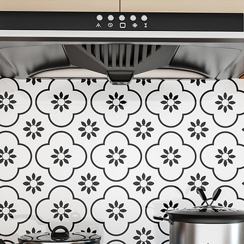 Lisslune | Modern Peel & Stick Field Tiles Plastic Rectangular Grid 5-Pack Wallpaper for the Kitchen