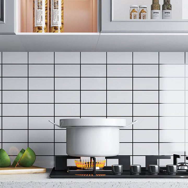 Lisslune | Modern Peel & Stick Field Tiles Plastic Rectangular Grid 5-Pack Wallpaper for the Kitchen