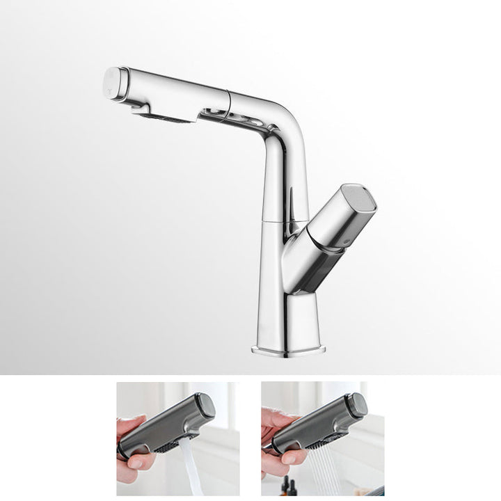 Lisslune | Brass Contemporary Sink Faucet Pull-Out Round Bathroom Faucet