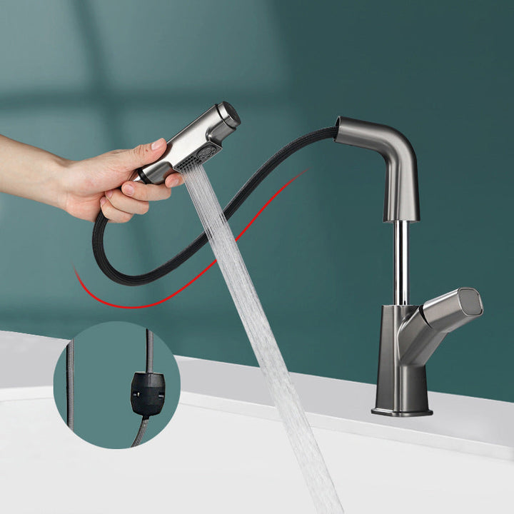 Lisslune | Brass Contemporary Faucet Retractable Round Bathroom Faucet