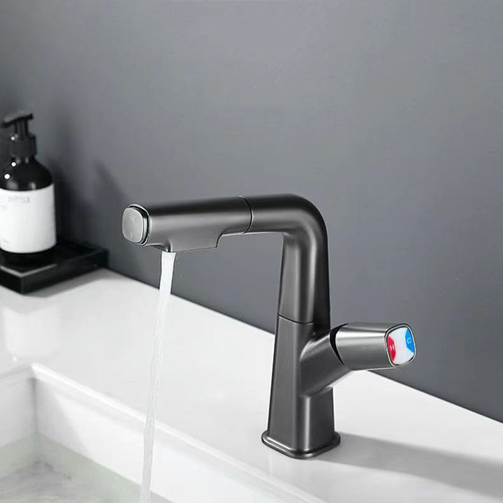 Lisslune | Brass Contemporary Sink Faucet Pull-Out Round Bathroom Faucet