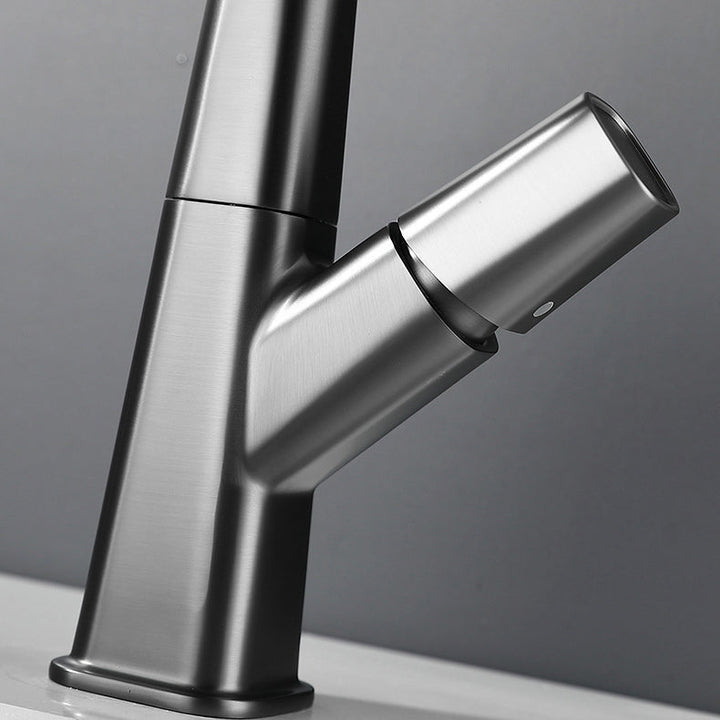 Lisslune | Brass Contemporary Sink Faucet Pull-Out Round Bathroom Faucet